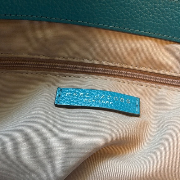 Marc Jacobs Blue Pebbled Leather Large Tote Shoulder Bag Work School Travel - Picture 5 of 6